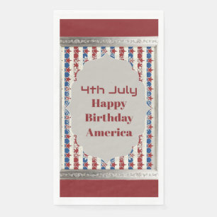 4th July Happy Birthday America Stars And Stripes Napkin