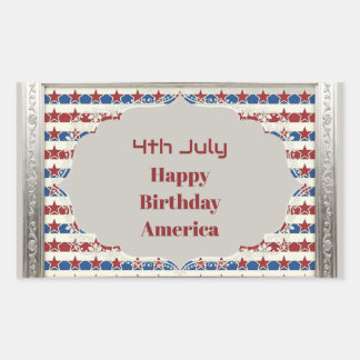 4th July Happy Birthday America Stars And Stripes Rectangular Sticker