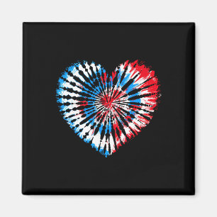 4th July Heart Tie Dye American Usa Flag Boys Girl Magnet