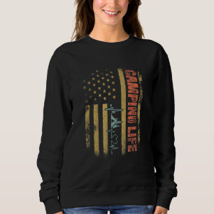 4th July Heartbeat Patriotic Camper Glamp Campfire Sweatshirt