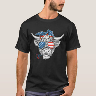 4th July Heifer American Flag Farmer Cow  Patrioti T-Shirt