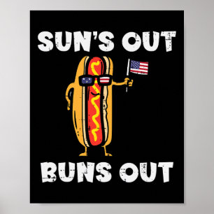 4th July Hotdog Us Flag Suns Out Funny America Wom Poster
