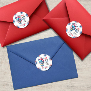 4th July Ice cream Gender Reveal Classic Round Sticker