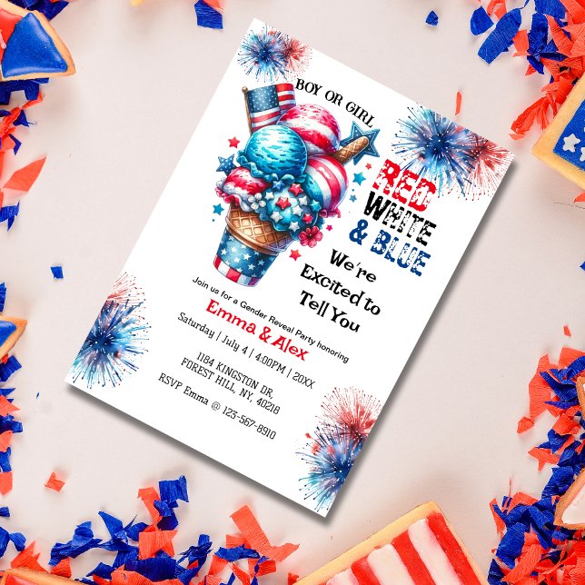 4th July Ice cream Gender Reveal  Invitation (Creator Uploaded)