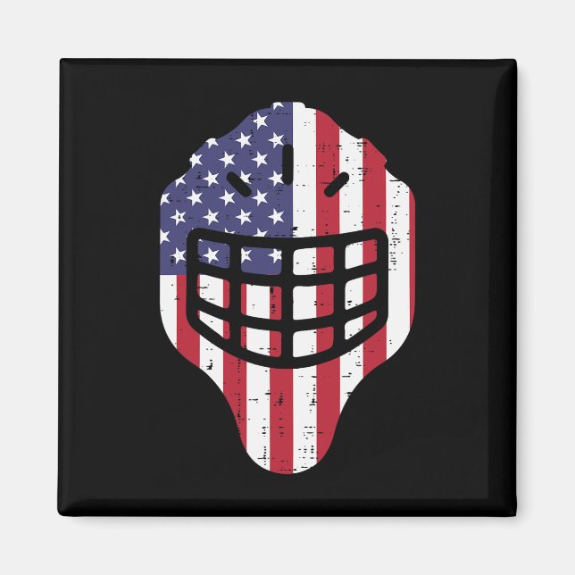 4th July Ice Hockey Helmet America Flag America Bo Magnet (Front)