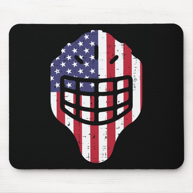 4th July Ice Hockey Helmet America Flag America Bo Mouse Pad (Front)