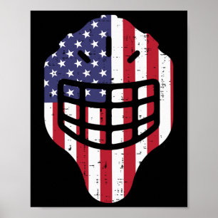4th July Ice Hockey Helmet America Flag America Bo Poster