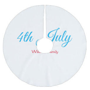 4th July independence day add name text custom Brushed Polyester Tree Skirt