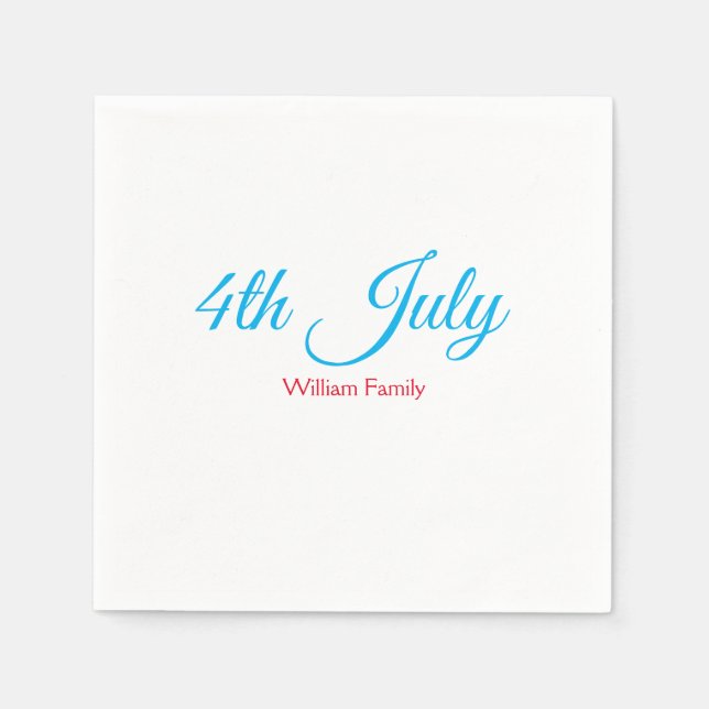 4th July independence day add name text custom Napkin (Front)