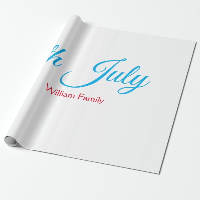4th July independence day add name text custom Wrapping Paper (Unrolled)
