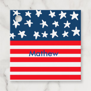 4th july independence day add name text US flag Favour Tags
