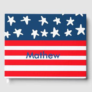 4th july independence day add name text US flag Guest Book