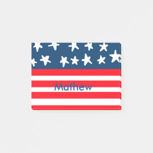 4th july independence day add name text US flag Post-it Notes