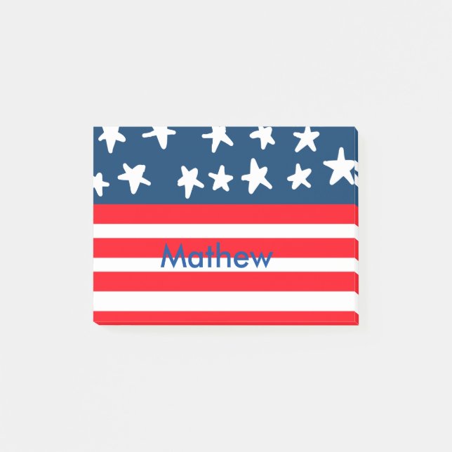 4th july independence day add name text US flag Post-it Notes (Front)