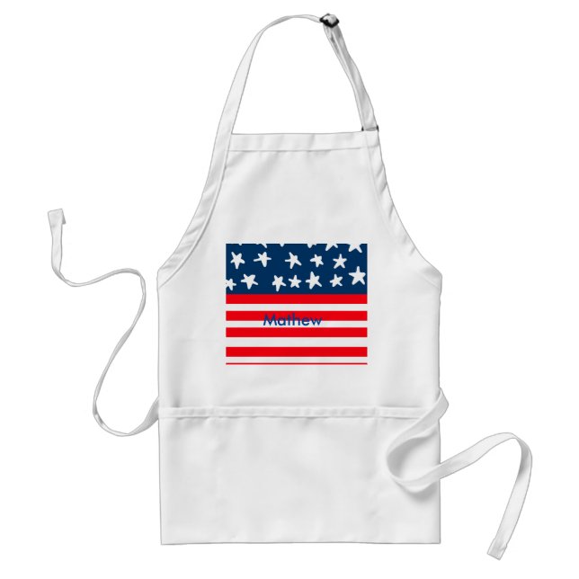 4th july independence day add name text US flag Standard Apron (Front)