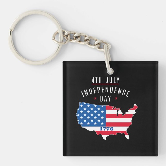 4th JULY-Independence Day Design Key Ring (Front)