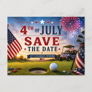 4th July Independence Day for Golf Party Announcement Postcard