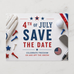 4th July Independence Day for Golf Party Announcement Postcard
