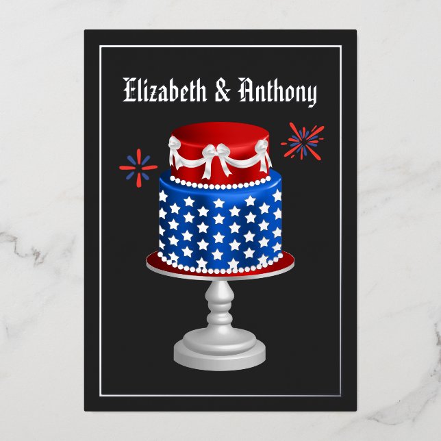 4th July Independence Day Wedding Foil Invitation (Front)