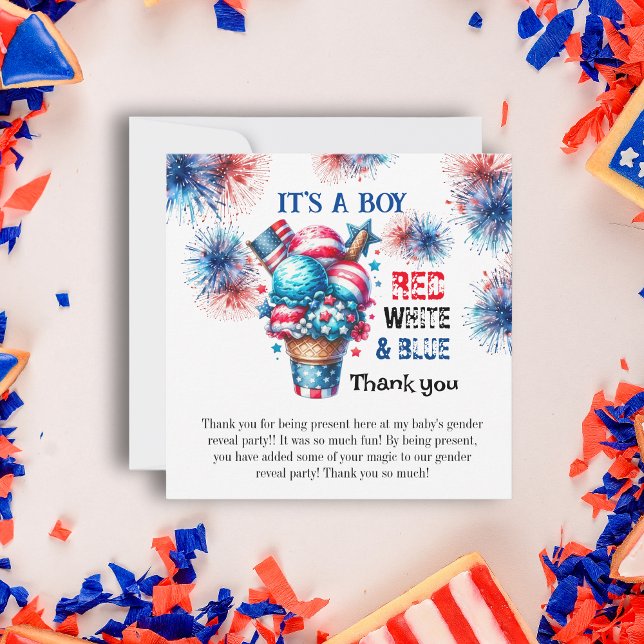 4th July Its a Boy Thank You Card (Creator Uploaded)