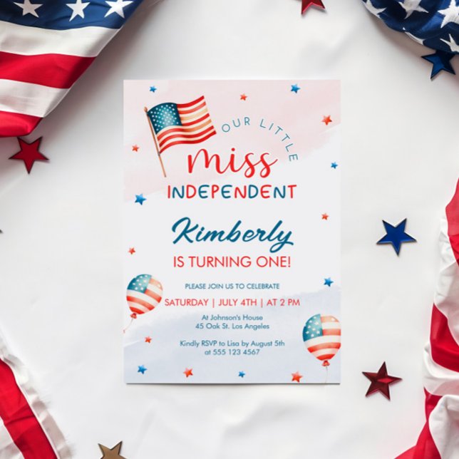 4th July Little Miss Independent Birthday Invitation (Creator Uploaded)
