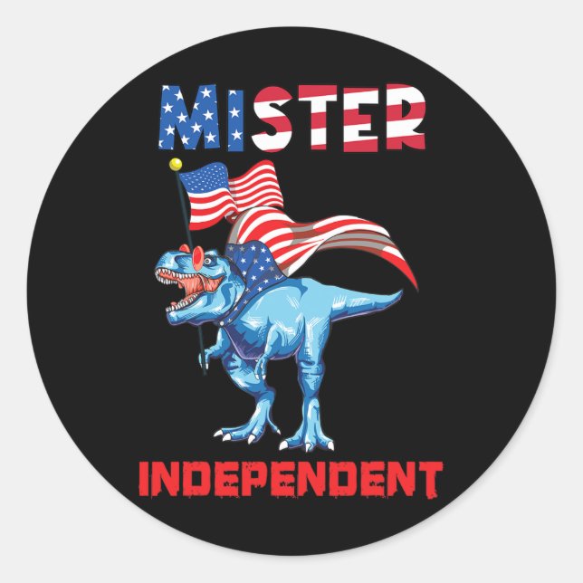 4th July Mister Independent Usa Flag Patriotic Boy Classic Round Sticker (Front)