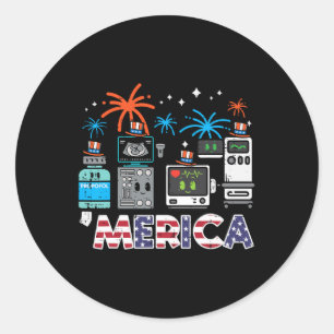 4th July Nurse Propofol Merica Scrub Top Patriotic Classic Round Sticker