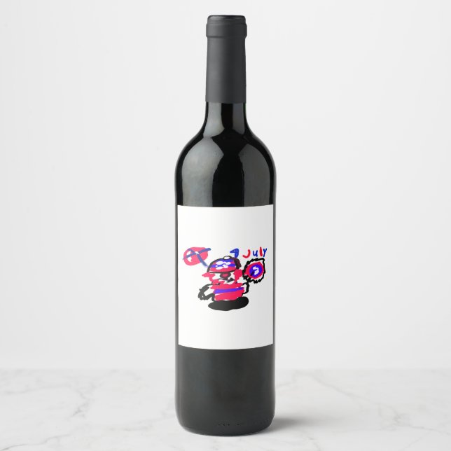 4th July party Wine Label (Front)