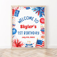 4th July Patriotic 1st Birthday Party Welcome Sign