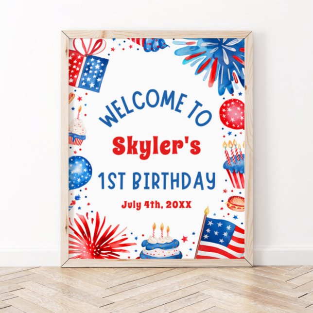 4th July Patriotic 1st Birthday Party Welcome Sign (Creator Uploaded)