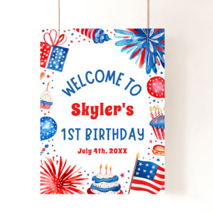 4th July Patriotic 1st Birthday Party Welcome Sign