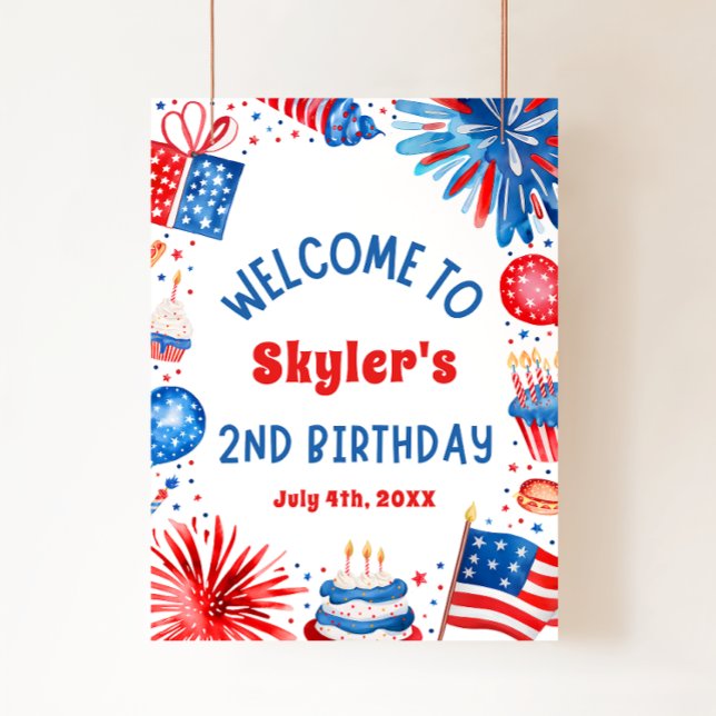 4th July Patriotic 2nd Birthday Party Welcome Sign (Creator Uploaded)