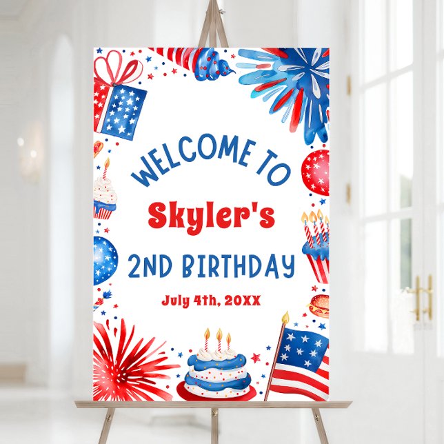 4th July Patriotic 2nd Birthday Party Welcome Sign (Creator Uploaded)