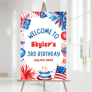 4th July Patriotic 3rd Birthday Party Welcome Sign