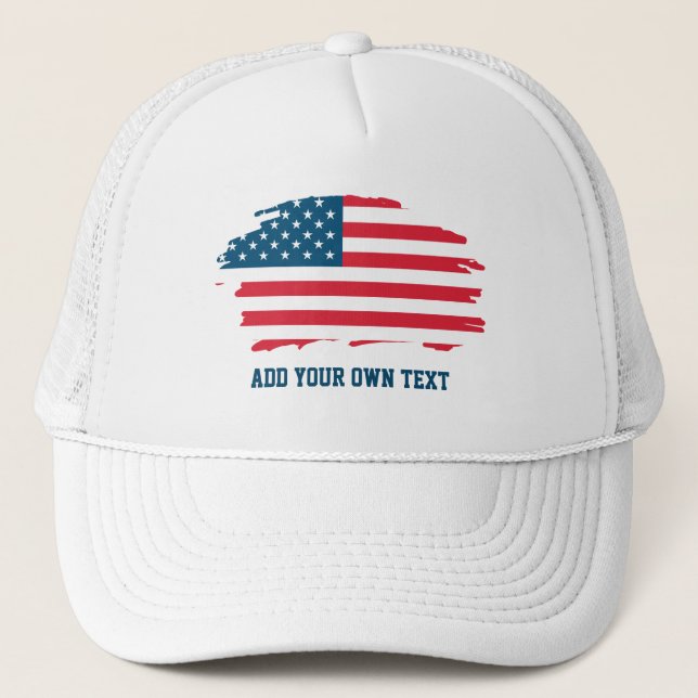 4th July Patriotic American Flag Independence Day  Trucker Hat (Front)