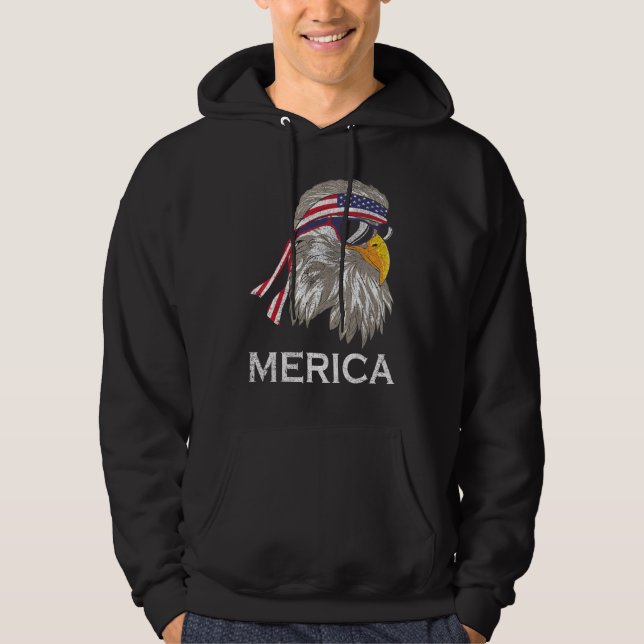 4th july Patriotic eagle flag Independence Day Ame Hoodie (Front)