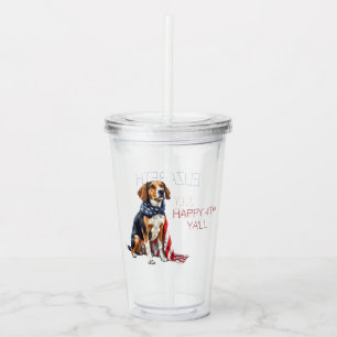 4th July Patriotic Hound Dog Personalised Acrylic Tumbler