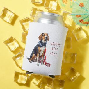 4th July Patriotic Hound Dog Personalised Can Cooler