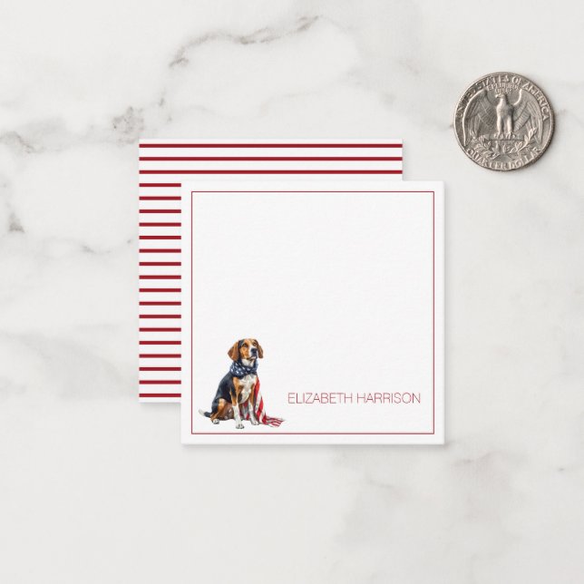 4th July Patriotic Hound Dog Personalised Card (Front/Back In Situ)