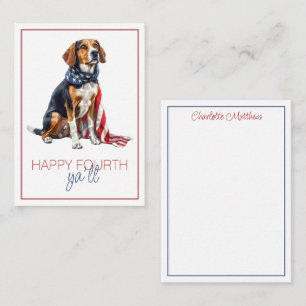 4th July Patriotic Hound Dog Personalised Card