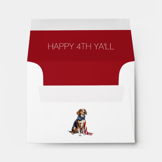 4th July Patriotic Hound Dog Personalised Envelope (Back (Bottom))