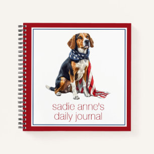4th July Patriotic Hound Dog Personalised Notebook