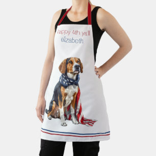 4th July Patriotic Hound Dog Personalized Apron