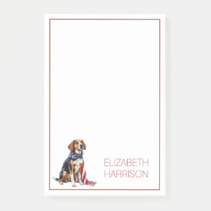 4th July Patriotic Hound Dog Personalized Post-it Notes