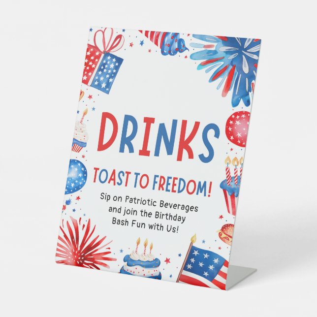 4th July Patriotic Red White and Blue Drinks Sign (Front)