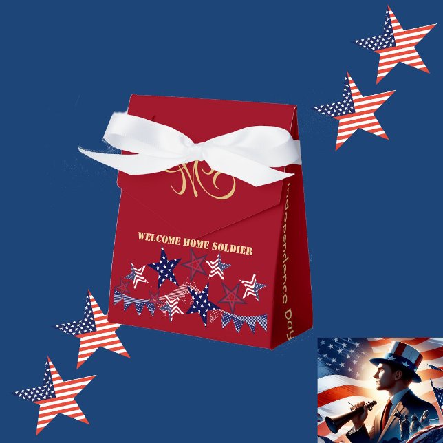 4th July Patriotic Stars Welcome Home Soldier Favour Box (4th July Patriotic Stars Welcome Home Soldier Favor Boxes)