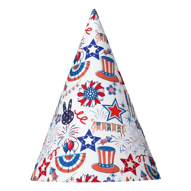 4th July Pattern 01x4 Party Hat (Front)
