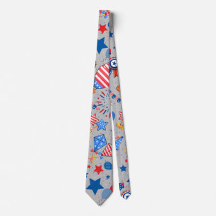 4th July Pattern 04x4 LGrey BG Tie