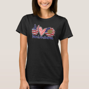 4th July Peace Love America Patriotic Sunflower He T-Shirt