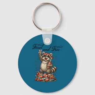 4Th July Racoon Firework Independence Key Ring